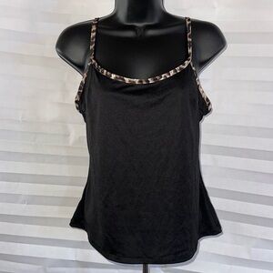 Fun Shack Black Tank Top – Women's Medium, Animal Print Strap Detail